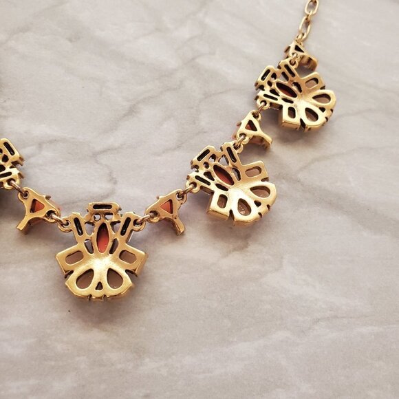 ✨ J.Crew Orange Touple Rhinestones Crystals Cluster Statement Necklace ✨ - Picture 12 of 15